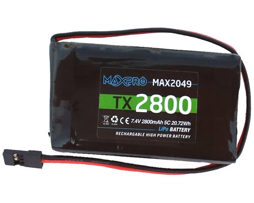 Maxpro Pack de Batterie 7.4V 2800mAh Lipo TX Radio Futaba